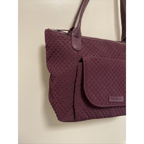 Vera Bradley Classic Quilted Tote Shoulder Bag With Leather Straps Merlot - Picture 4 of 10